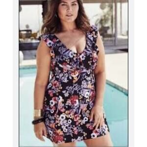 LADIES SWIMSUITS FOR ALL ONEPIECE FLOWERED PADDED BRA DRESS SWIMSUIT SIZE 30